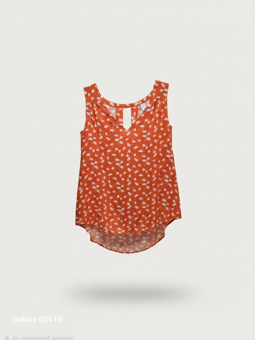 Old Navy Orange Floral Keyhole Tank Top